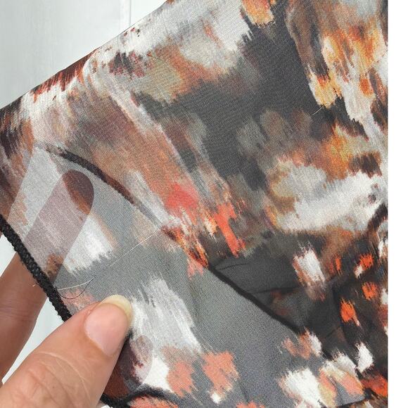 Roz & Ali Chiffon Peplum Womens Top Sz 1X Boho Sheer Bell Sleeve Fall Lagenlook - Picture 7 of 10